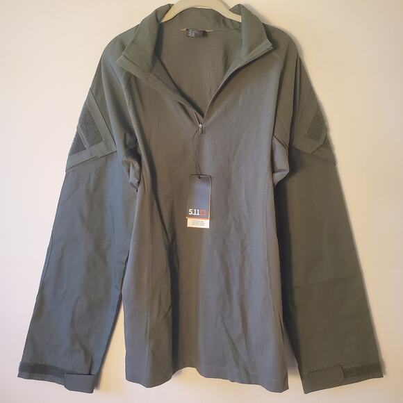 5.11 Men's Rapid Assault Tactical Shirt Long Sleeve Pocket 72194 Green Size L